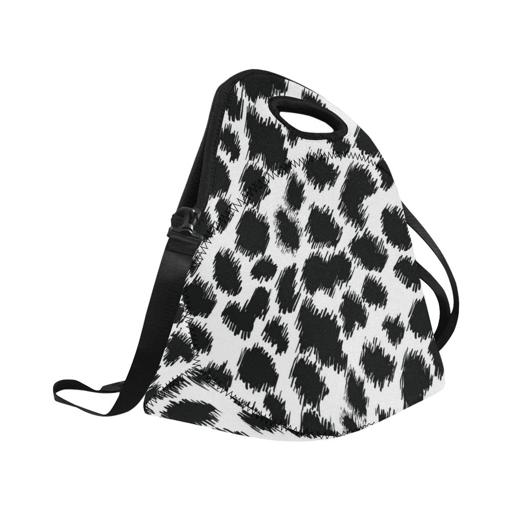 Cheetah Black Print Pattern Neoprene Lunch Bag (Model 1669)(Large)-JTAMIGO.COM
