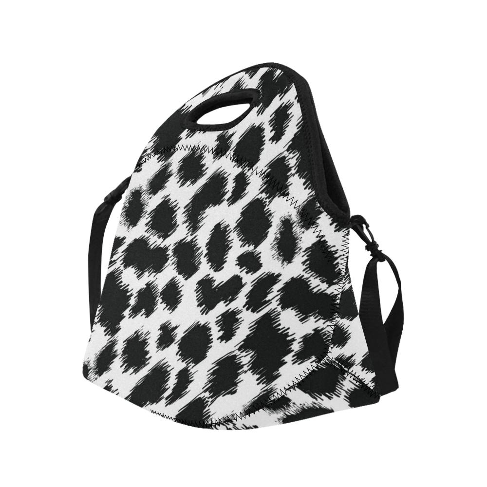 Cheetah Black Print Pattern Neoprene Lunch Bag (Model 1669)(Large)-JTAMIGO.COM