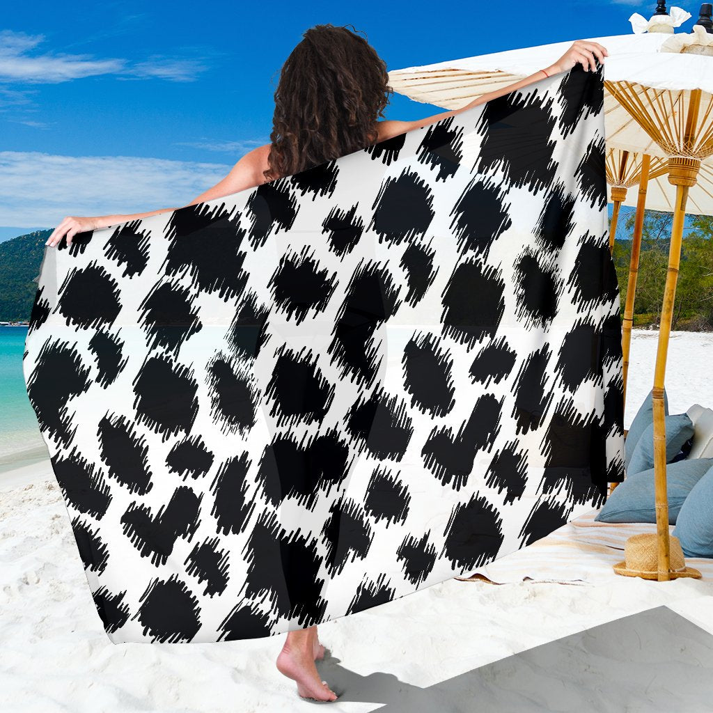 Cheetah Black Print Pattern Sarong Pareo Wrap