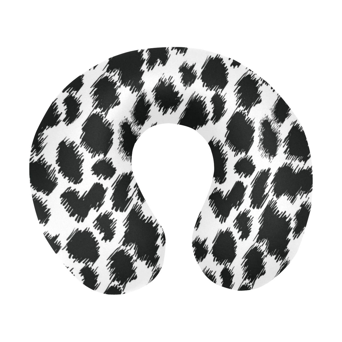 Cheetah Black Print Pattern U-Shaped Travel Neck Pillow-JTAMIGO.COM