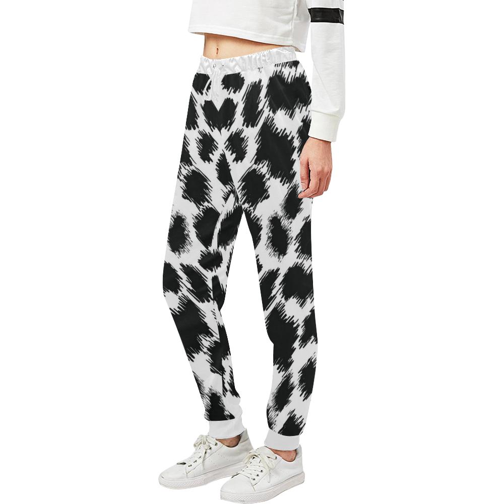 Cheetah Black Print Pattern Unisex Casual Sweatpants (Model L11)-JTAMIGO.COM