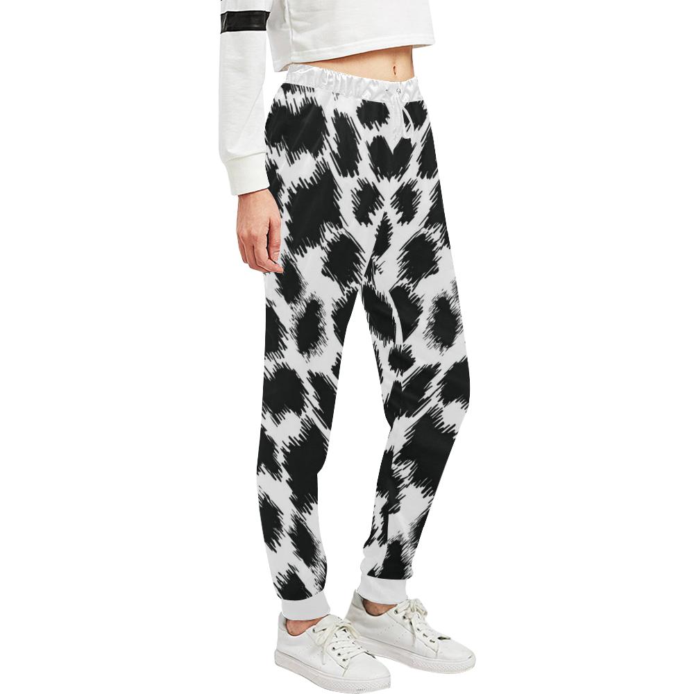 Cheetah Black Print Pattern Unisex Casual Sweatpants (Model L11)-JTAMIGO.COM
