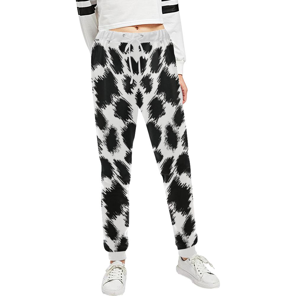 Cheetah Black Print Pattern Unisex Casual Sweatpants (Model L11)-JTAMIGO.COM
