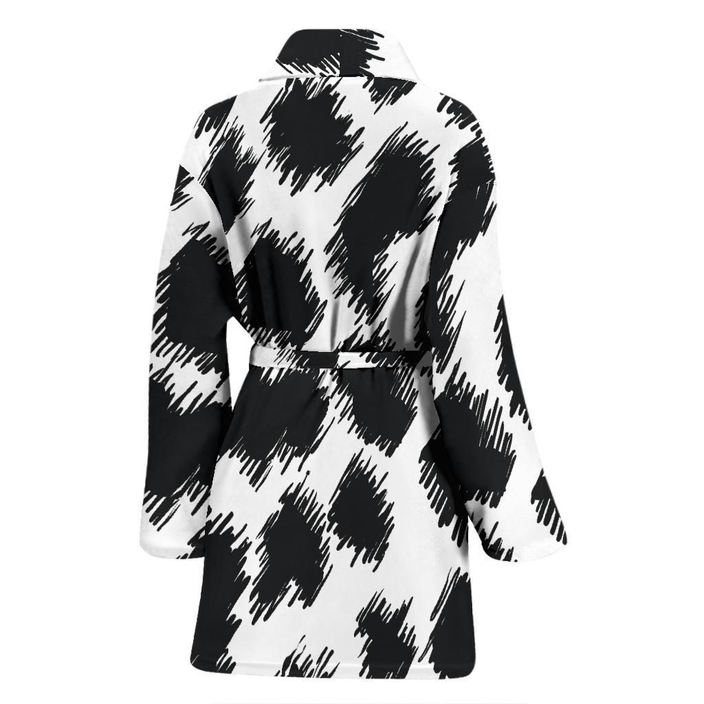 Cheetah Black Print Pattern Women Bath Robe-JTAMIGO.COM