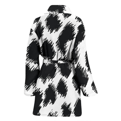 Cheetah Black Print Pattern Women Bath Robe-JTAMIGO.COM