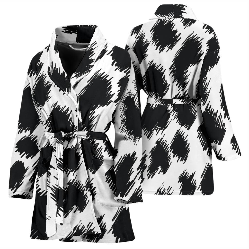 Cheetah Black Print Pattern Women Bath Robe-JTAMIGO.COM
