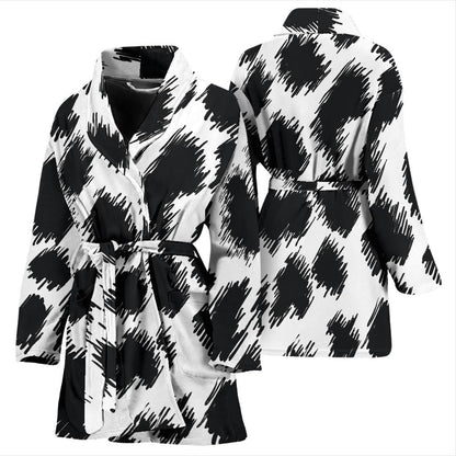 Cheetah Black Print Pattern Women Bath Robe-JTAMIGO.COM