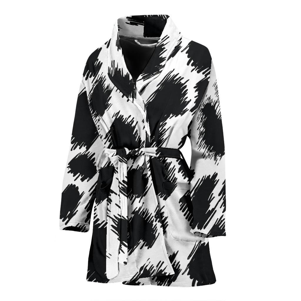 Cheetah Black Print Pattern Women Bath Robe-JTAMIGO.COM