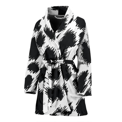 Cheetah Black Print Pattern Women Bath Robe-JTAMIGO.COM
