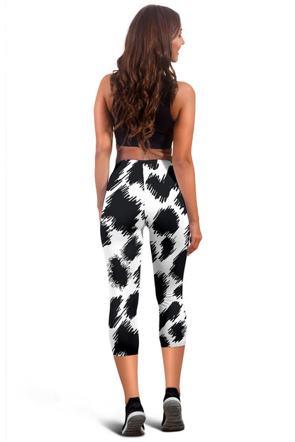 Cheetah Black Print Pattern Women Capris
