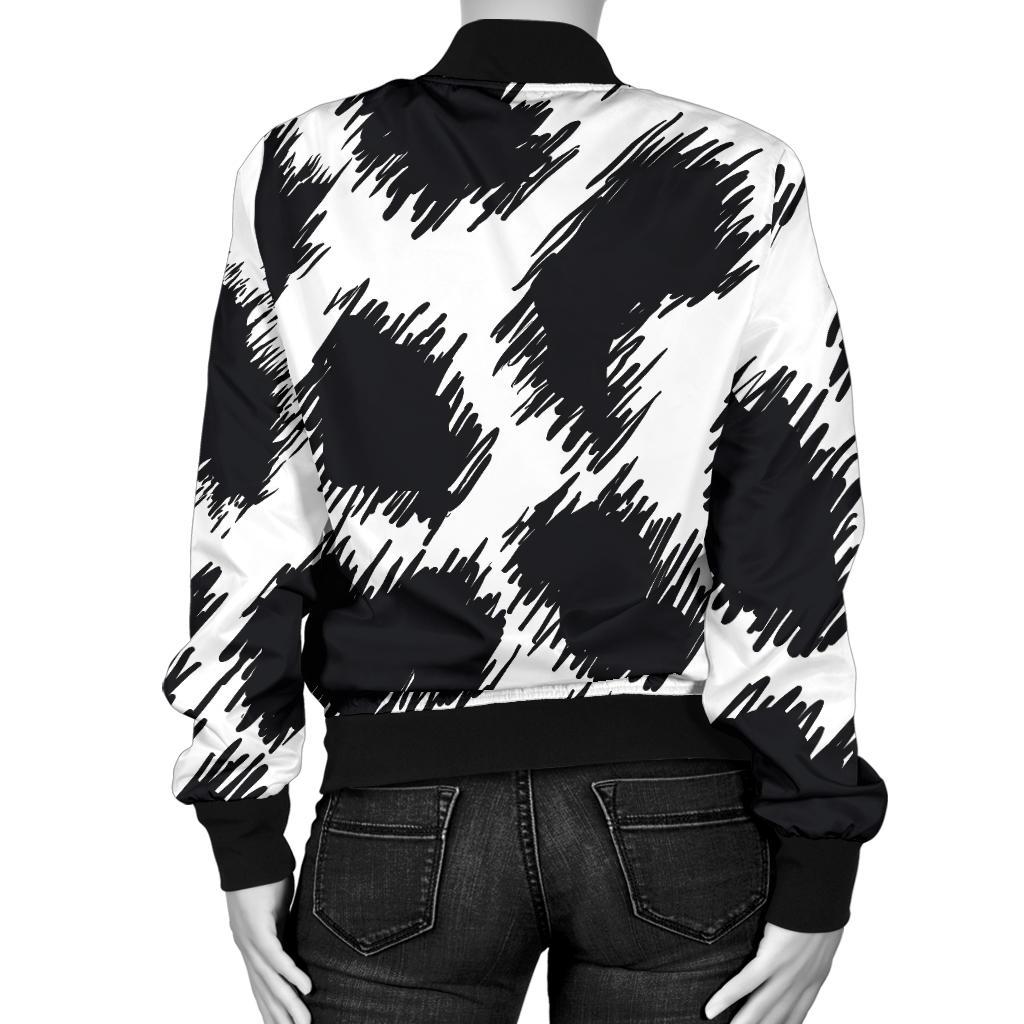 Cheetah Black Print Pattern Women Casual Bomber Jacket
