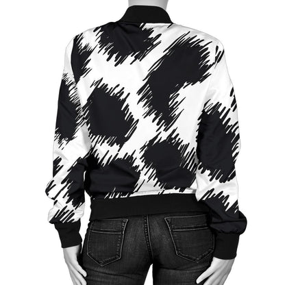 Cheetah Black Print Pattern Women Casual Bomber Jacket