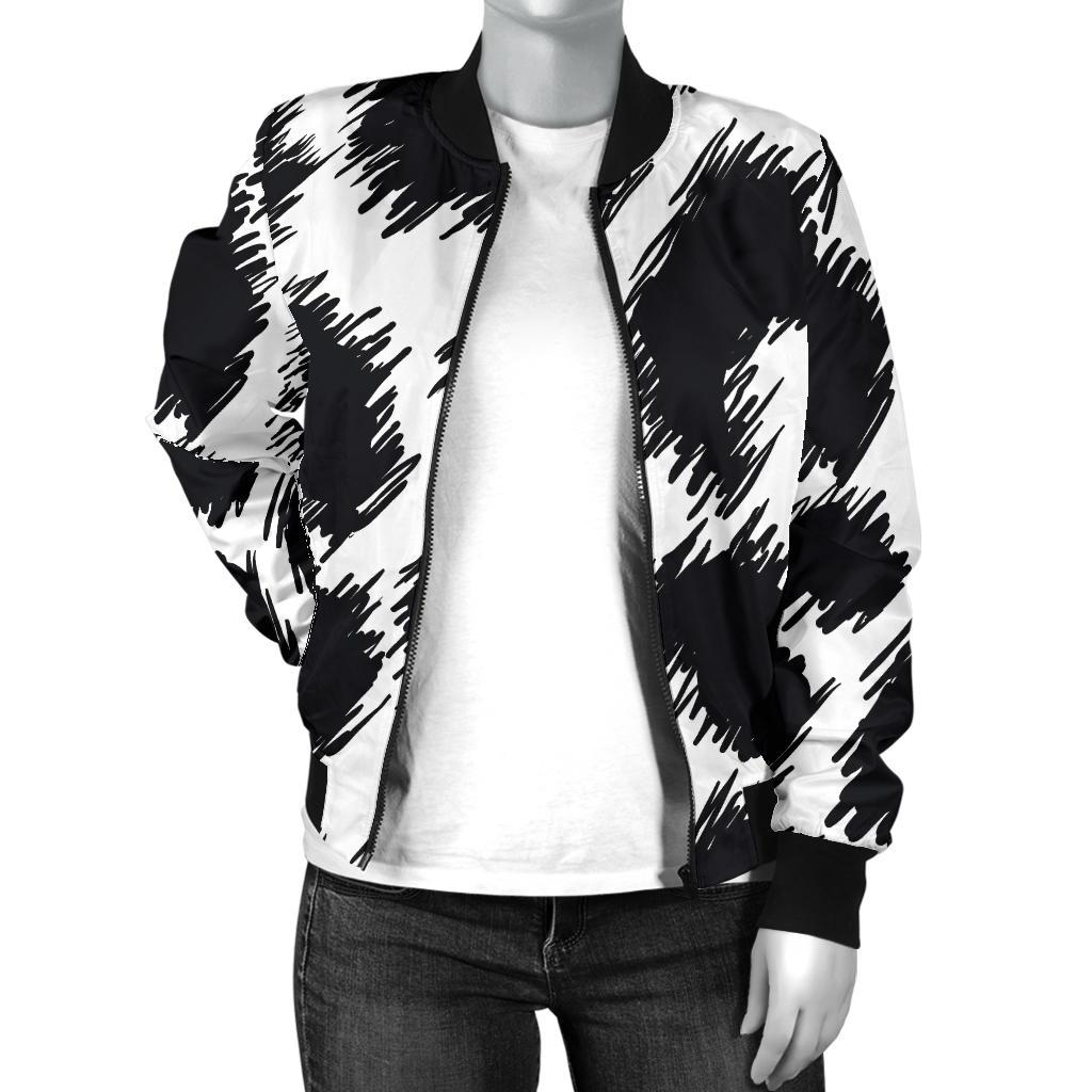Cheetah Black Print Pattern Women Casual Bomber Jacket