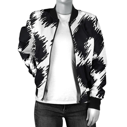 Cheetah Black Print Pattern Women Casual Bomber Jacket