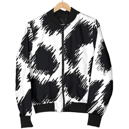 Cheetah Black Print Pattern Women Casual Bomber Jacket