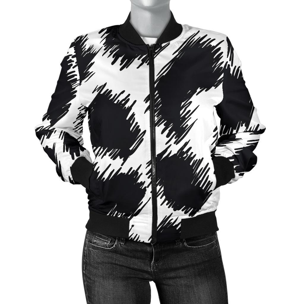 Cheetah Black Print Pattern Women Casual Bomber Jacket