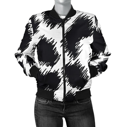 Cheetah Black Print Pattern Women Casual Bomber Jacket