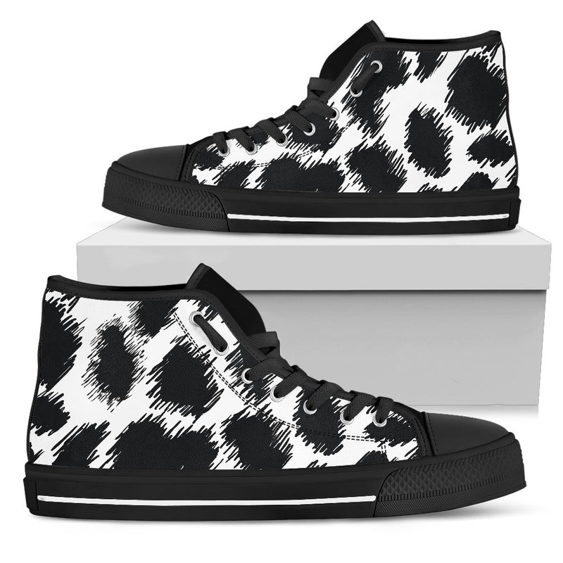 Cheetah Black Print Pattern Women High Top Shoes