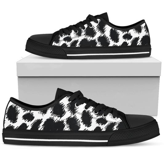 Cheetah Black Print Pattern Women Low Top Shoes