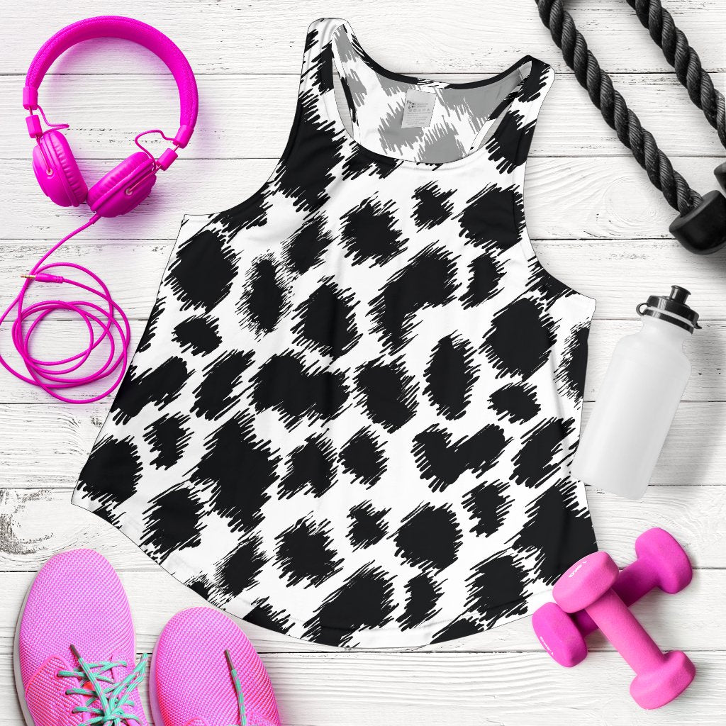 Cheetah Black Print Pattern Women Racerback Tank Top