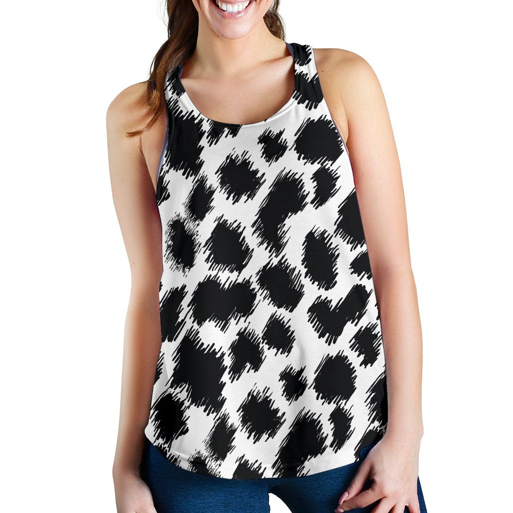 Cheetah Black Print Pattern Women Racerback Tank Top