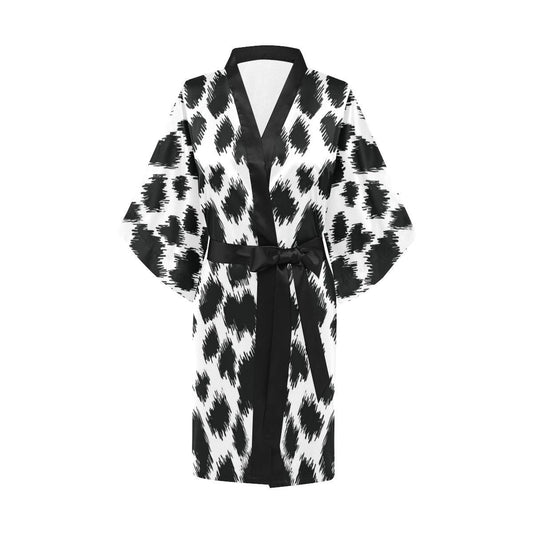 Cheetah Black Print Pattern Women Short Kimono Robe
