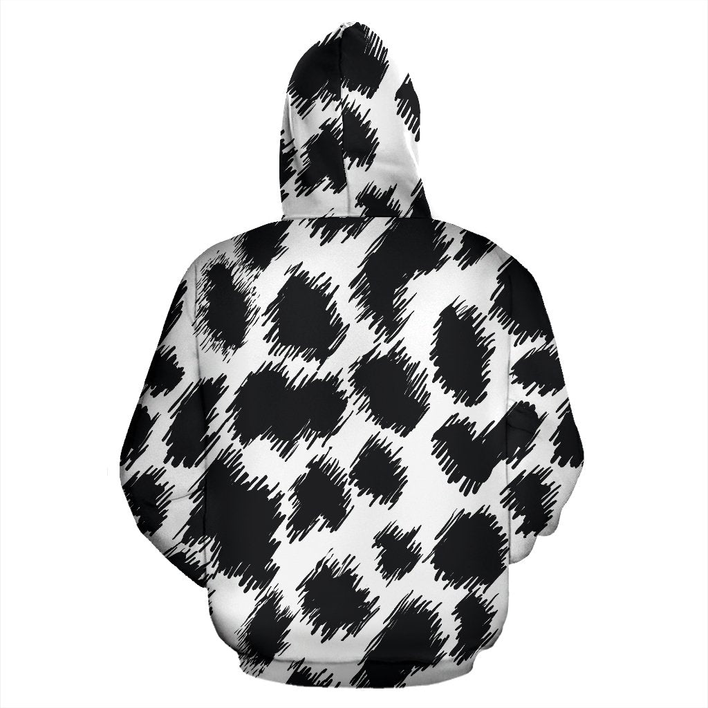 Cheetah Black Print Pattern Zip Up Hoodie
