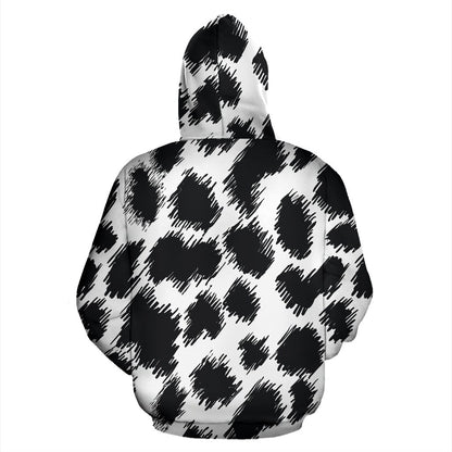 Cheetah Black Print Pattern Zip Up Hoodie