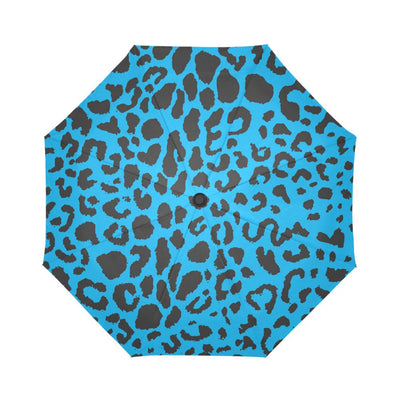 Cheetah Blue Print Pattern Automatic Foldable Umbrella