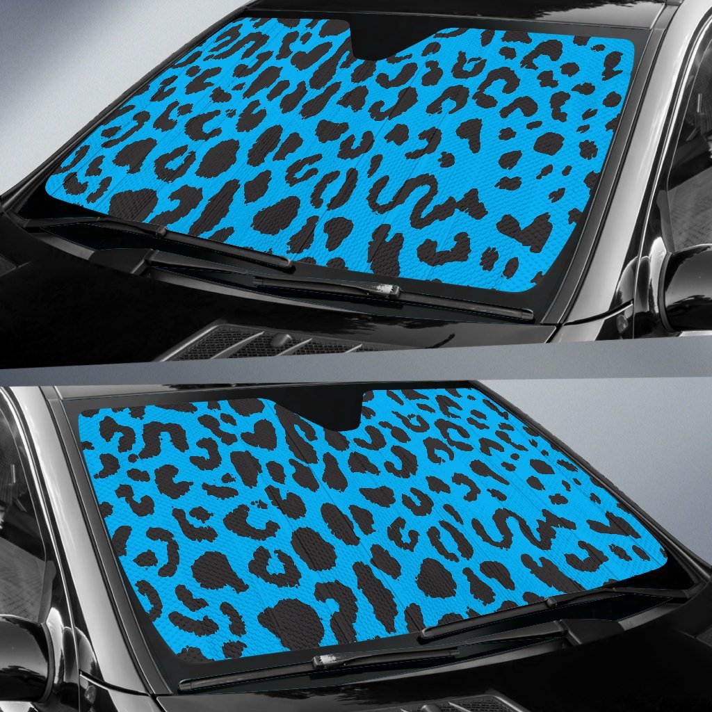 Cheetah Blue Print Pattern Car Sun Shade For Windshield