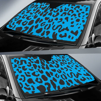 Cheetah Blue Print Pattern Car Sun Shade For Windshield