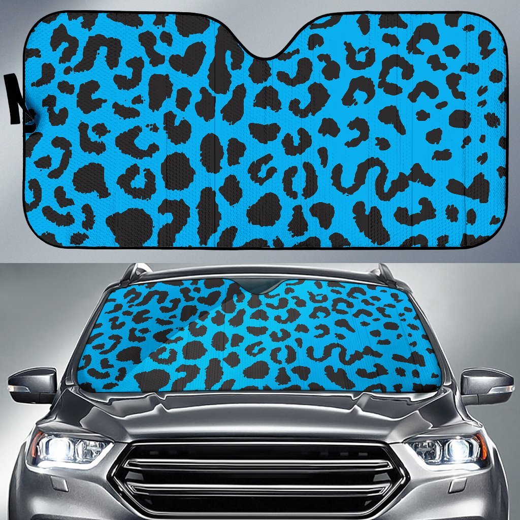 Cheetah Blue Print Pattern Car Sun Shade For Windshield
