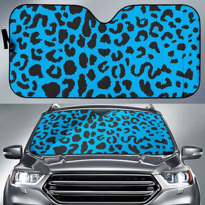 Cheetah Blue Print Pattern Car Sun Shade For Windshield