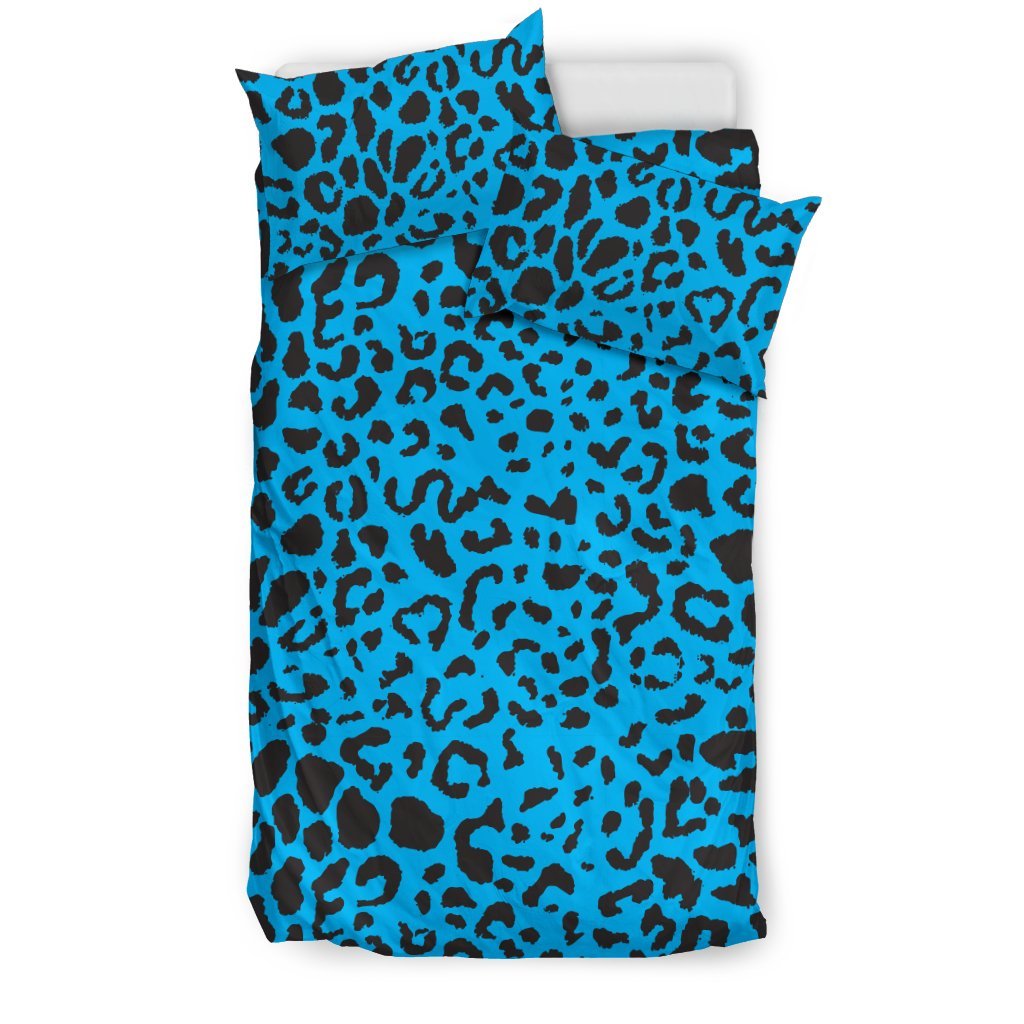 Cheetah Blue Print Pattern Duvet Cover Bedding Set