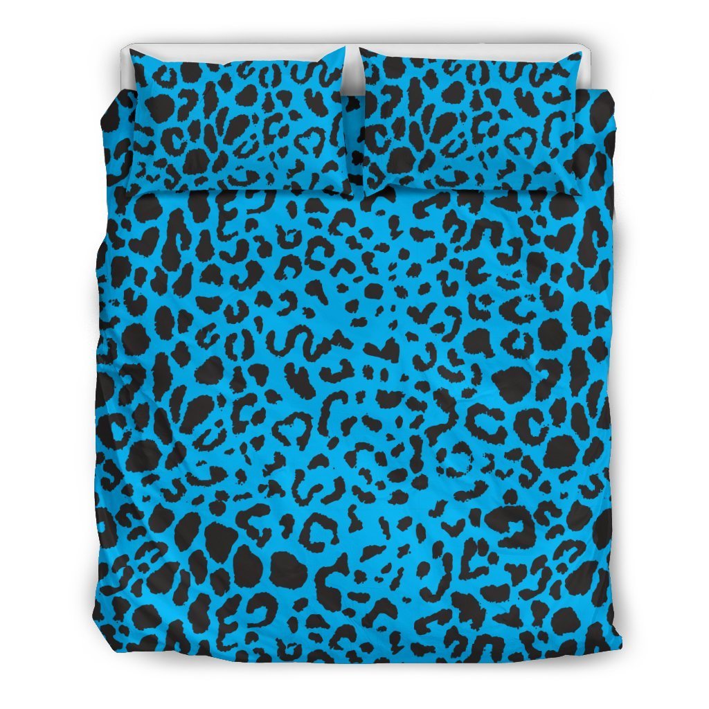 Cheetah Blue Print Pattern Duvet Cover Bedding Set