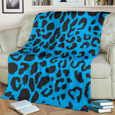 Cheetah Blue Print Pattern Fleece Blanket