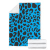 Cheetah Blue Print Pattern Fleece Blanket