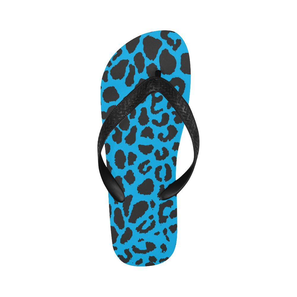 Cheetah Blue Print Pattern Flip Flops-JTAMIGO.COM