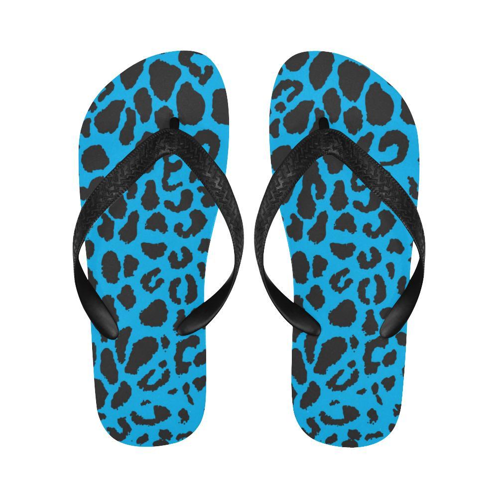 Cheetah Blue Print Pattern Flip Flops-JTAMIGO.COM