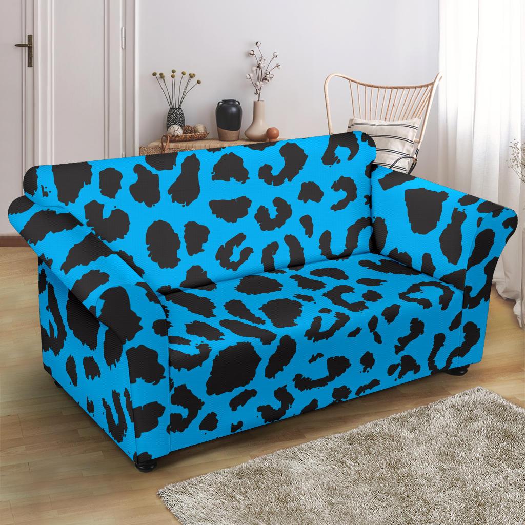 Cheetah Blue Print Pattern Loveseat Slipcover-JTAMIGO.COM