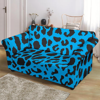 Cheetah Blue Print Pattern Loveseat Slipcover-JTAMIGO.COM
