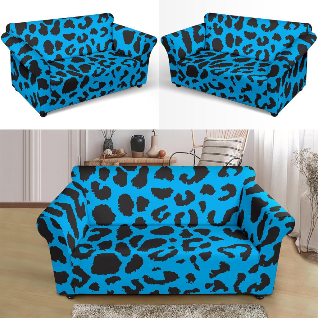 Cheetah Blue Print Pattern Loveseat Slipcover-JTAMIGO.COM
