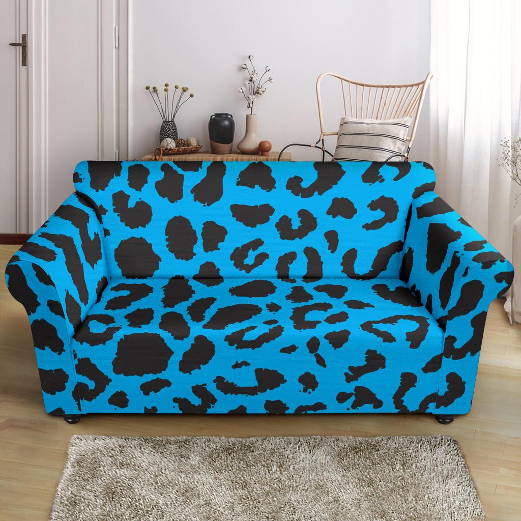 Cheetah Blue Print Pattern Loveseat Slipcover-JTAMIGO.COM