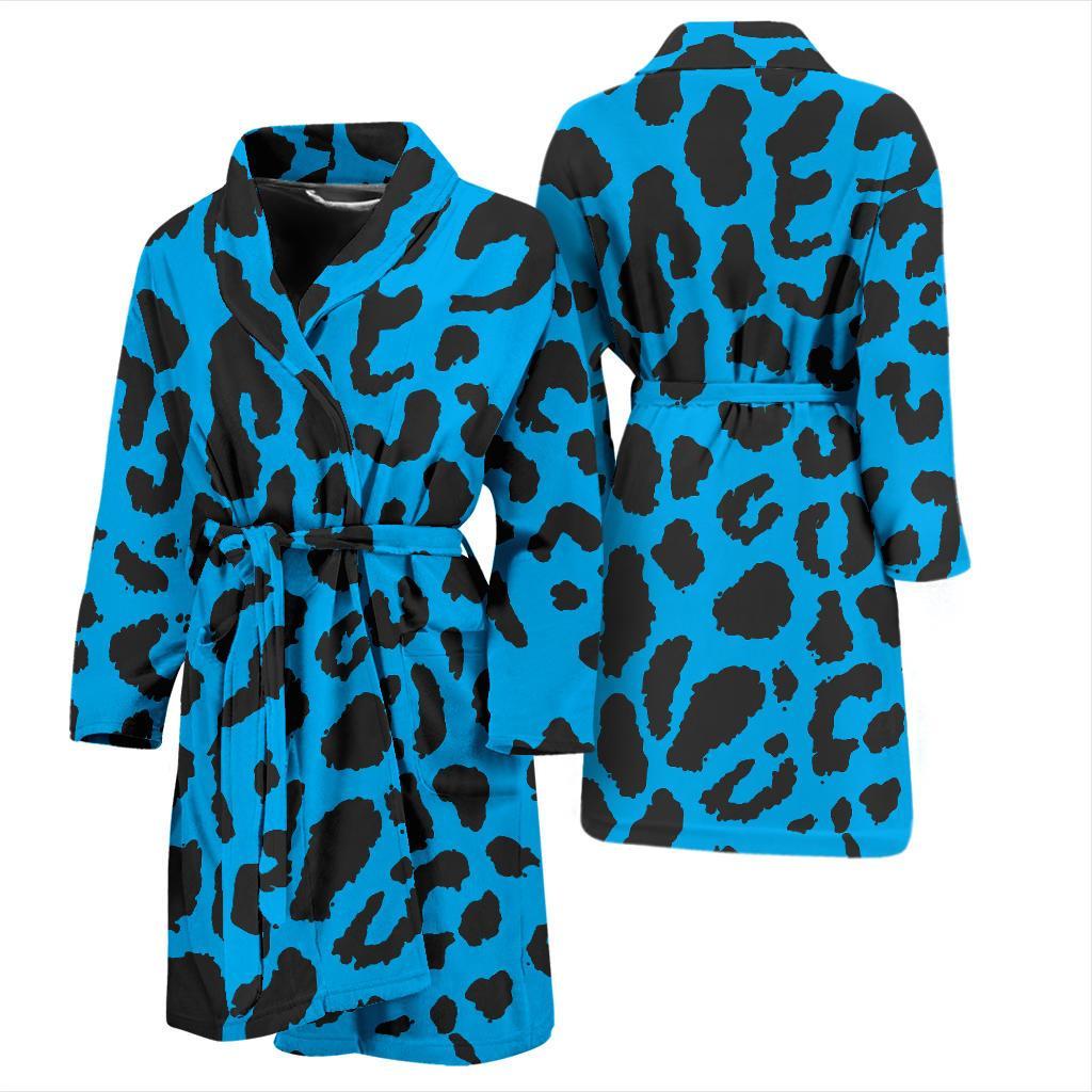 Cheetah Blue Print Pattern Men Bath Robe-JTAMIGO.COM