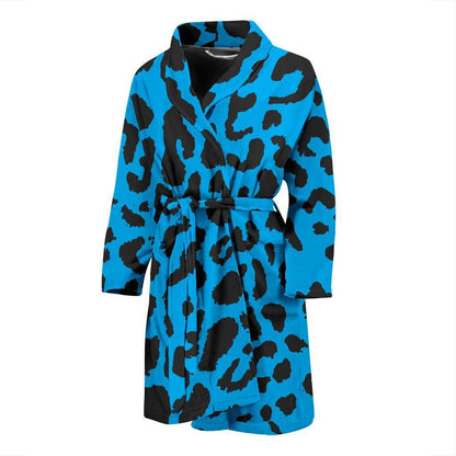 Cheetah Blue Print Pattern Men Bath Robe-JTAMIGO.COM