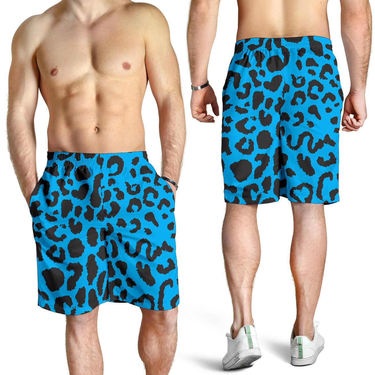 Cheetah Blue Print Pattern Mens Shorts-JTAMIGO.COM