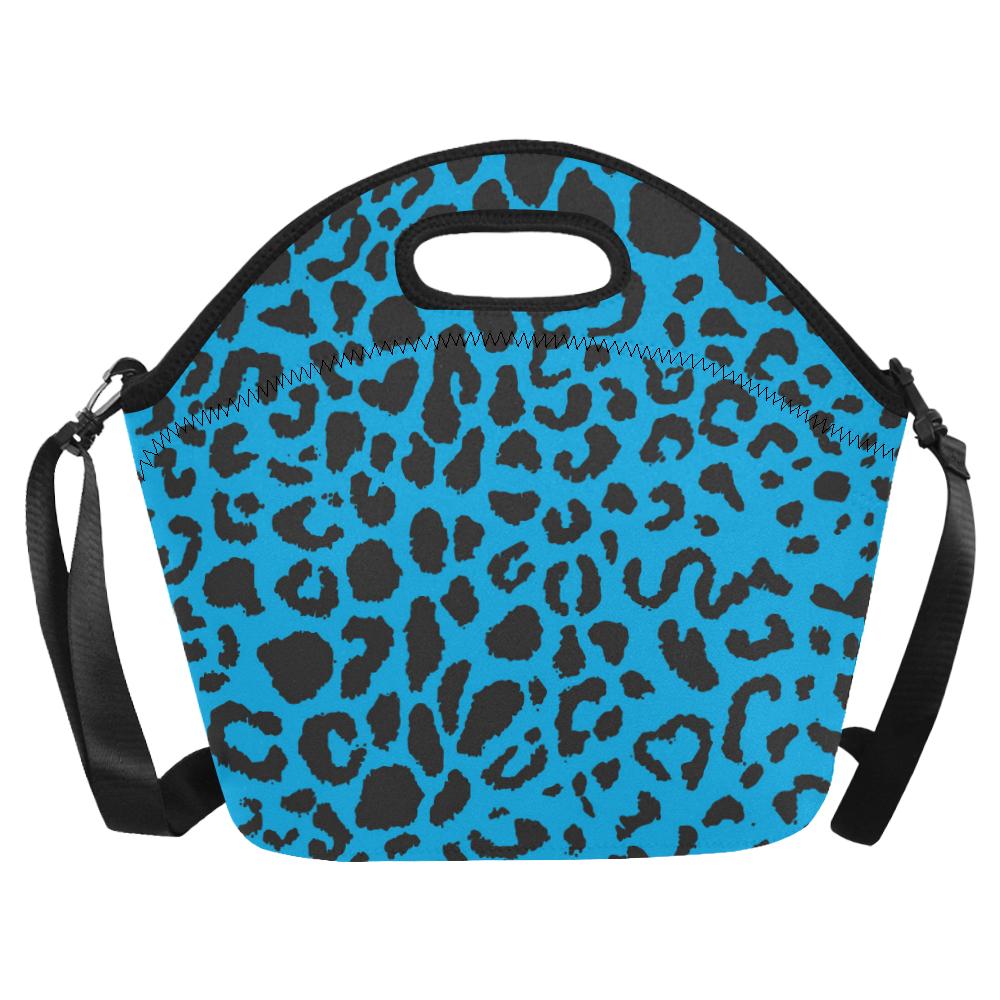 Cheetah Blue Print Pattern Neoprene Lunch Bag (Model 1669)(Large)-JTAMIGO.COM