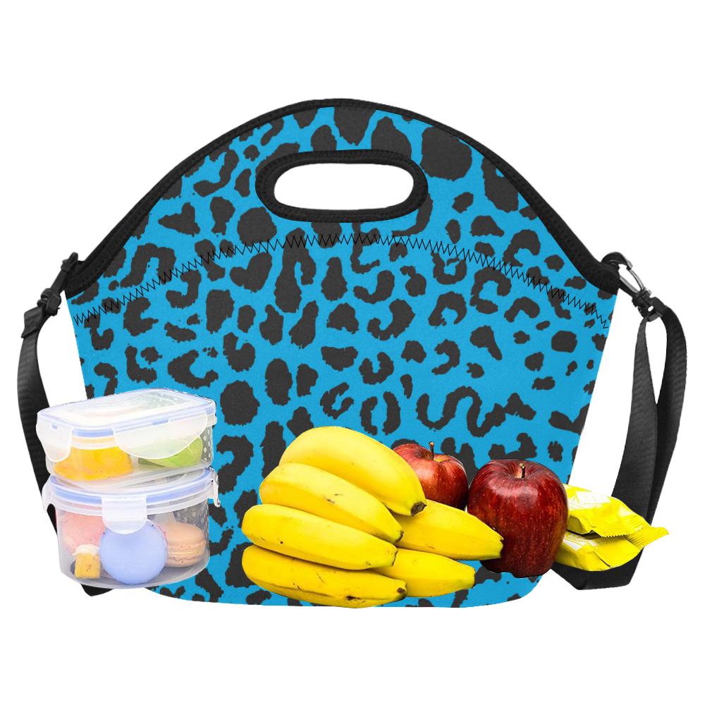 Cheetah Blue Print Pattern Neoprene Lunch Bag (Model 1669)(Large)-JTAMIGO.COM