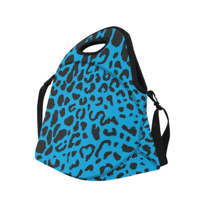 Cheetah Blue Print Pattern Neoprene Lunch Bag (Model 1669)(Large)-JTAMIGO.COM