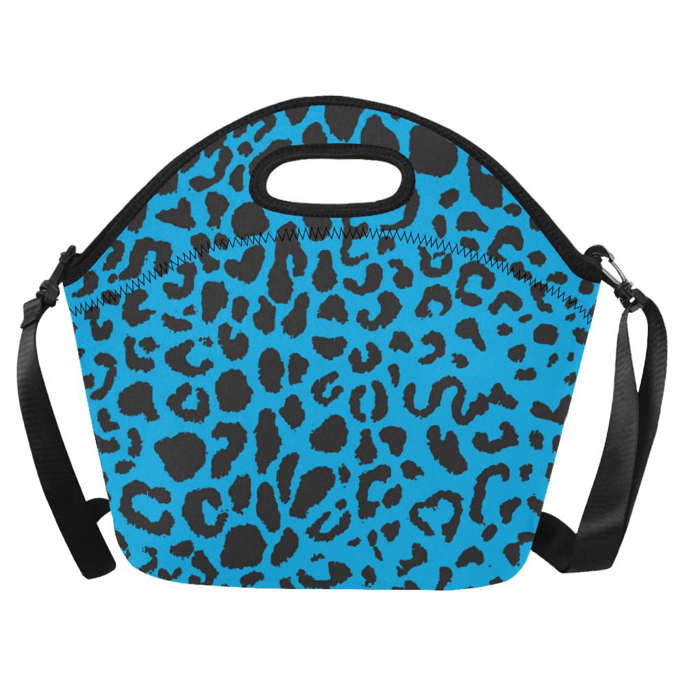 Cheetah Blue Print Pattern Neoprene Lunch Bag (Model 1669)(Large)-JTAMIGO.COM